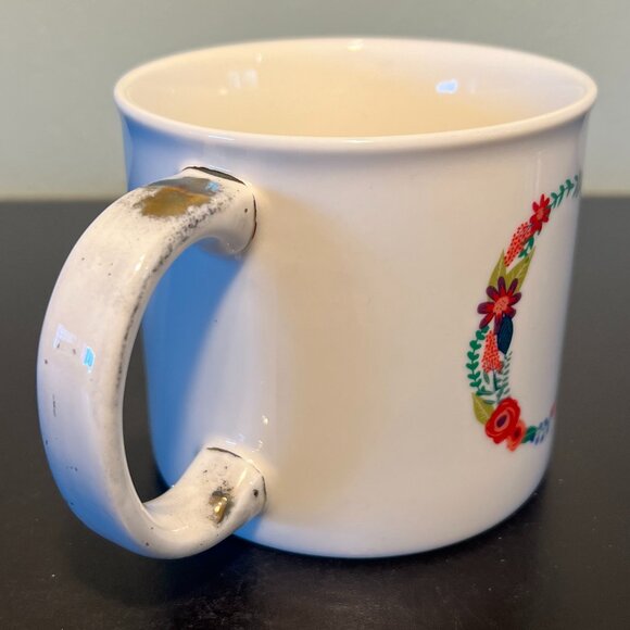 OPALHOUSE Stylish Letter “C” Initial Monogram Alphabet Floral Porcelain Mug ~ - Picture 6 of 12